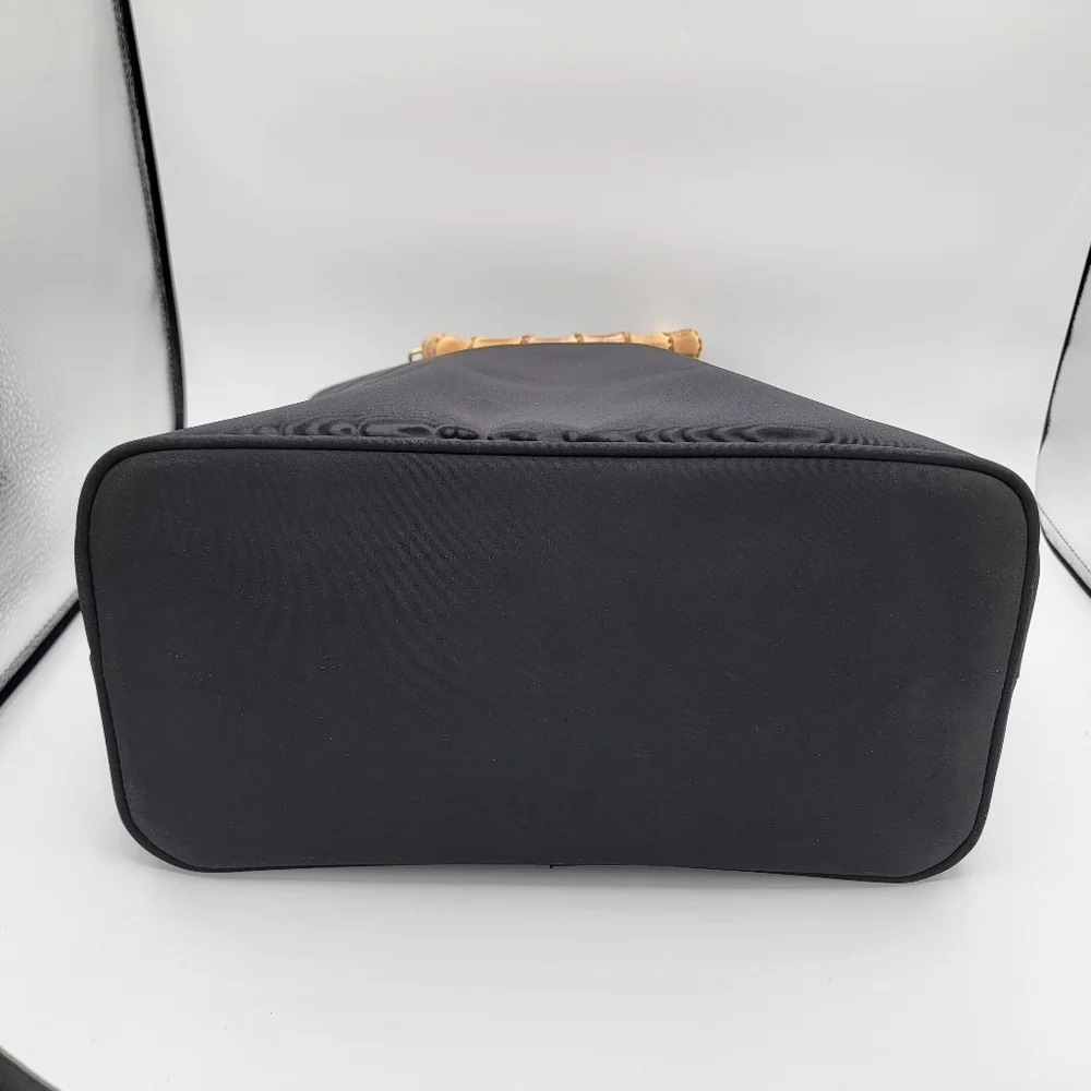Black Tote Bag with Bamboo Handles #3064 - Picture 9 of 16